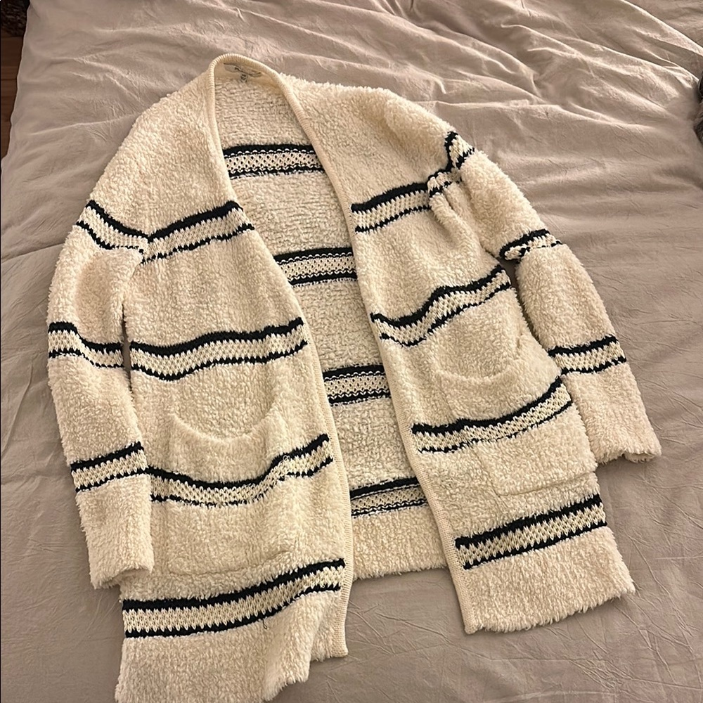 Cozy Cream and Black Striped Sweater